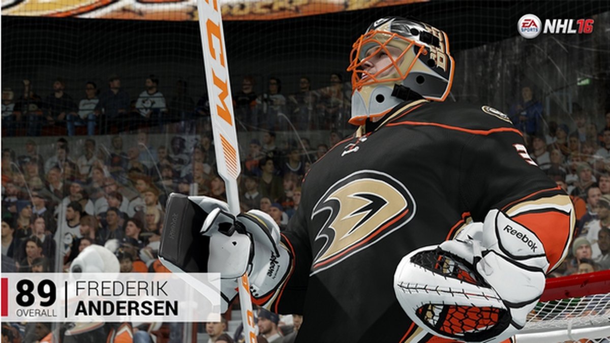 Anaheim Ducks Frederik Andersen ligger på plats 10 med 89. 